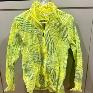 Brooks Run Happy Drift Shell Jacket Lime Green Reflective Windbreaker | Womens L